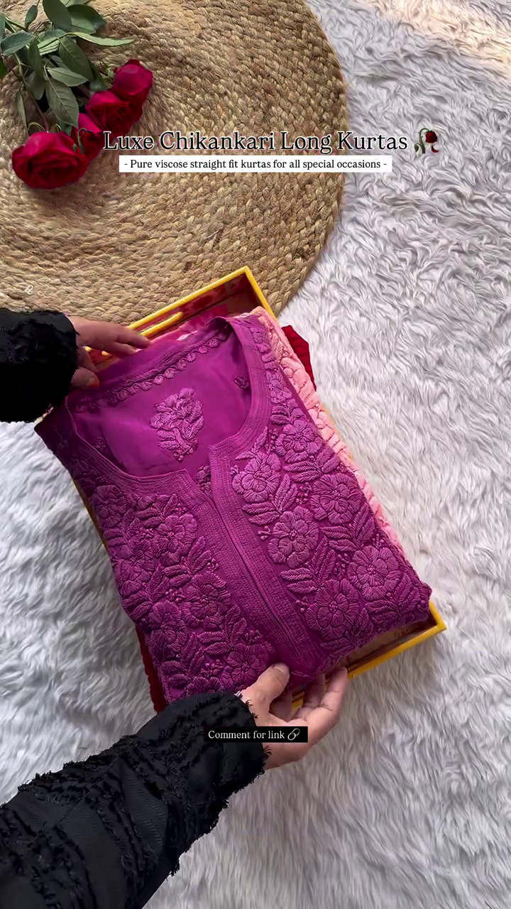 Luxe Chikankari Long Kurtas โ Grace in Every Thread ๐ธ