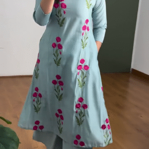 Floral Charm Embroidered Kurta – Grace in Bloom 🌸