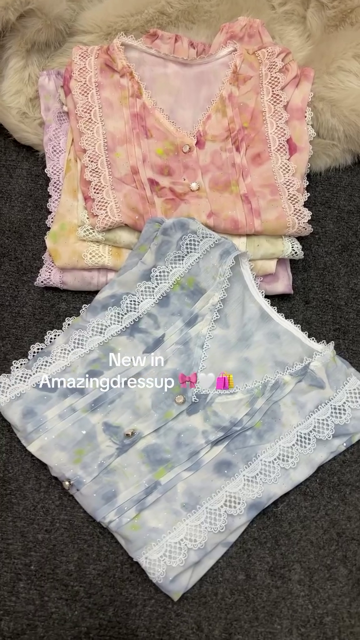 Dreamy Hues Tie-Dye Kurti Collection – Soft Style with Sparkle & Lace - Image 3