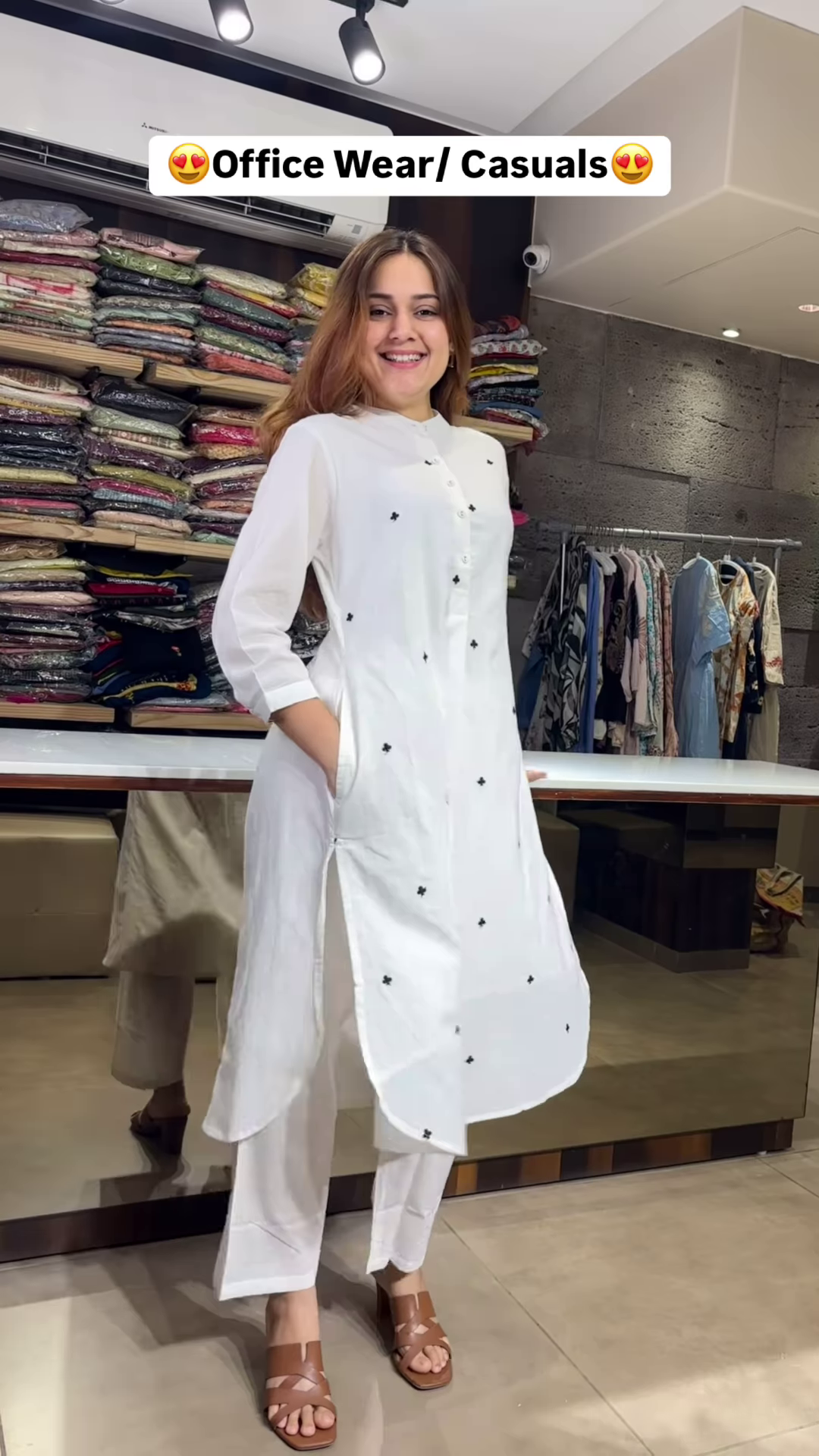 Elegant White Cotton Kurti for Office & Casual Wear - Image 2