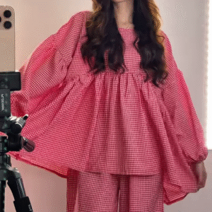 Red & White Gingham Co-ord Set